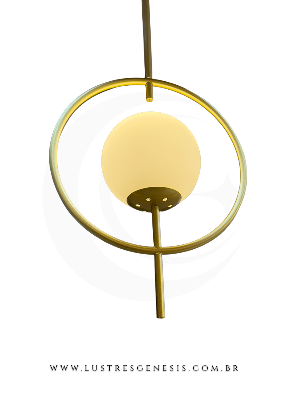 Pendente moderno Trink dourado com cúpula de vidro leitoso, ideal para cabeceira de cama, balcão de cozinha, quartos e lavabo.